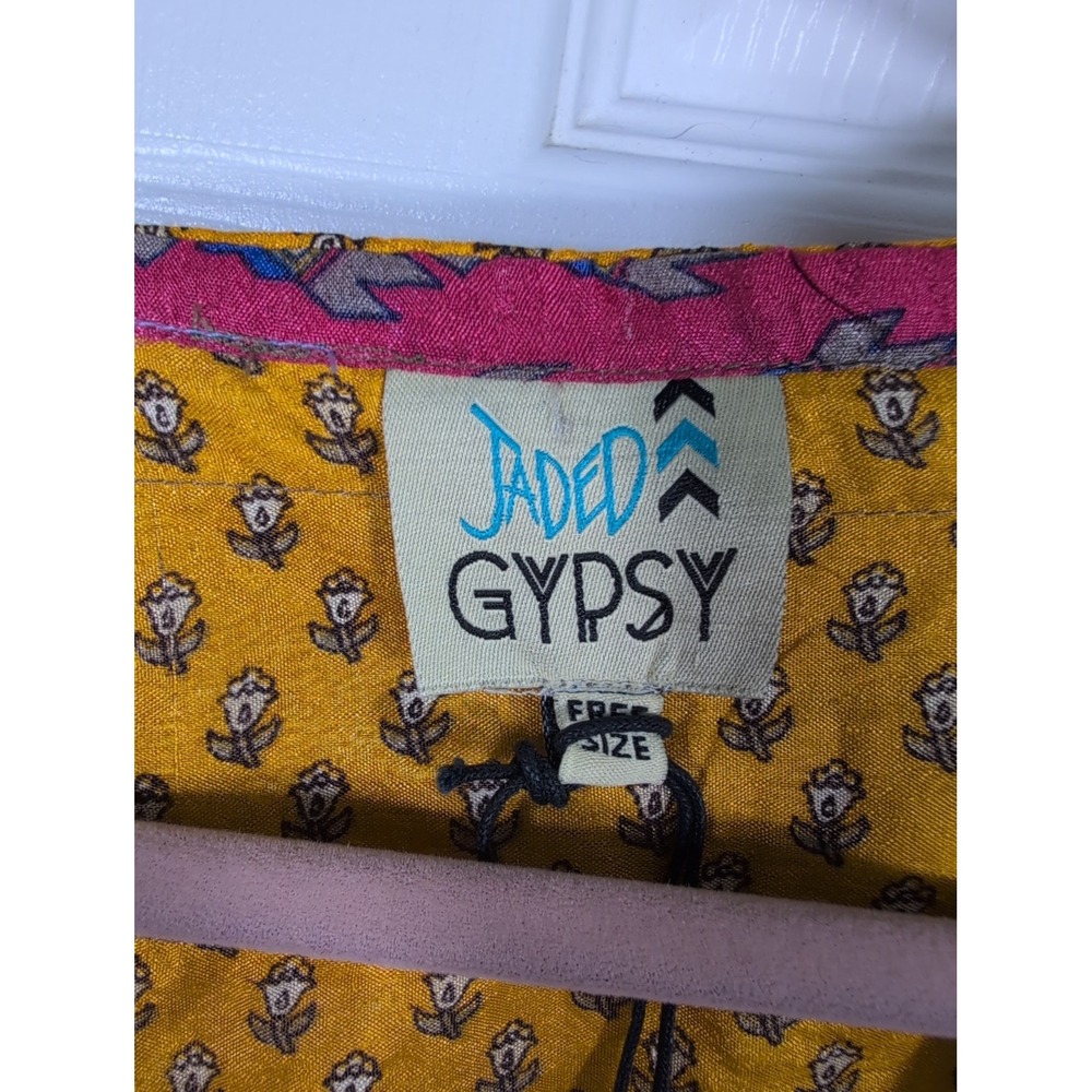 JADED GYPSY Colorful Patchwork Tie Wrap Boho Artsy Top Free Size NWT - Picture 8 of 12